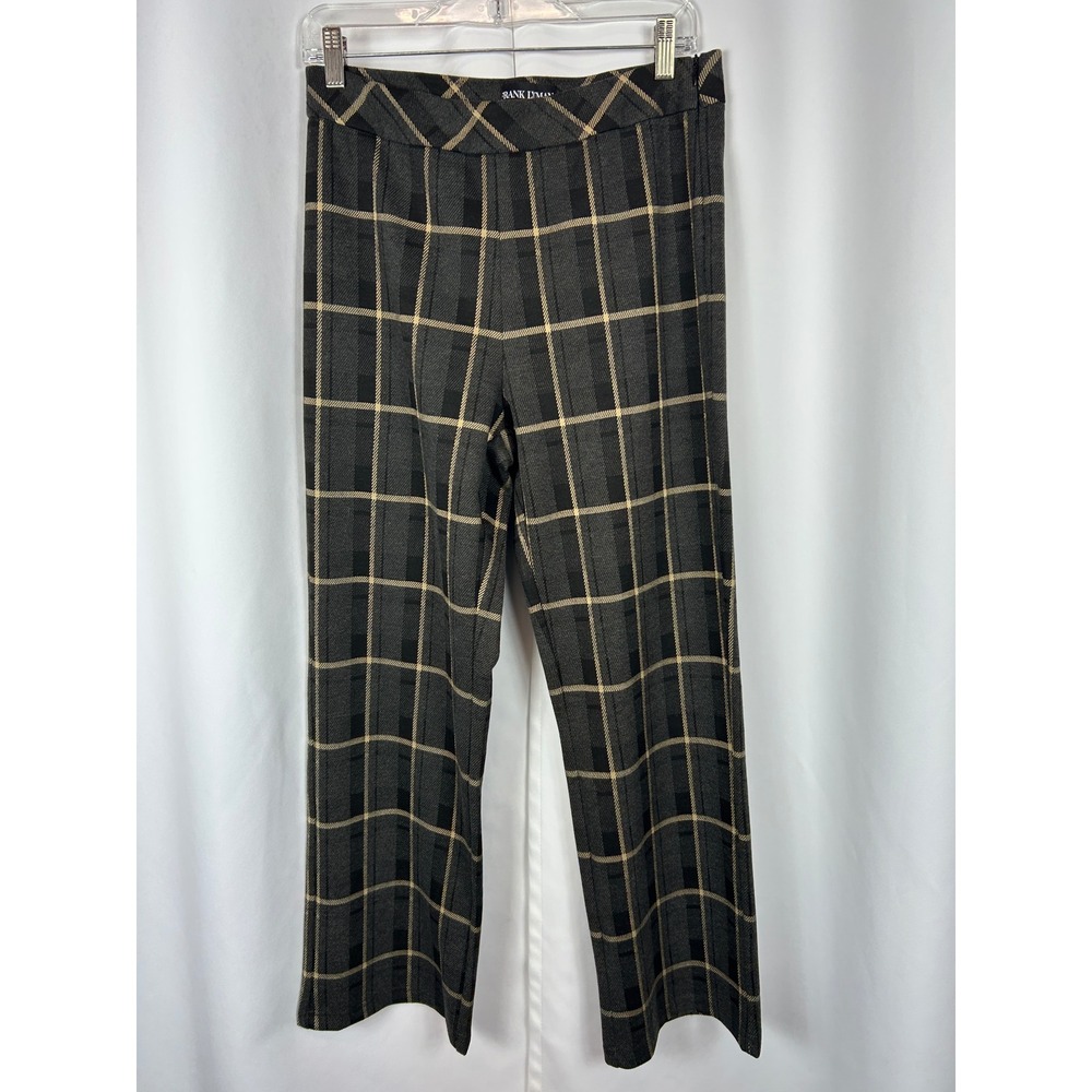Frank Lyman Montreal Plaid Trousers Gray Tan Dark Academia Career Pants Size M